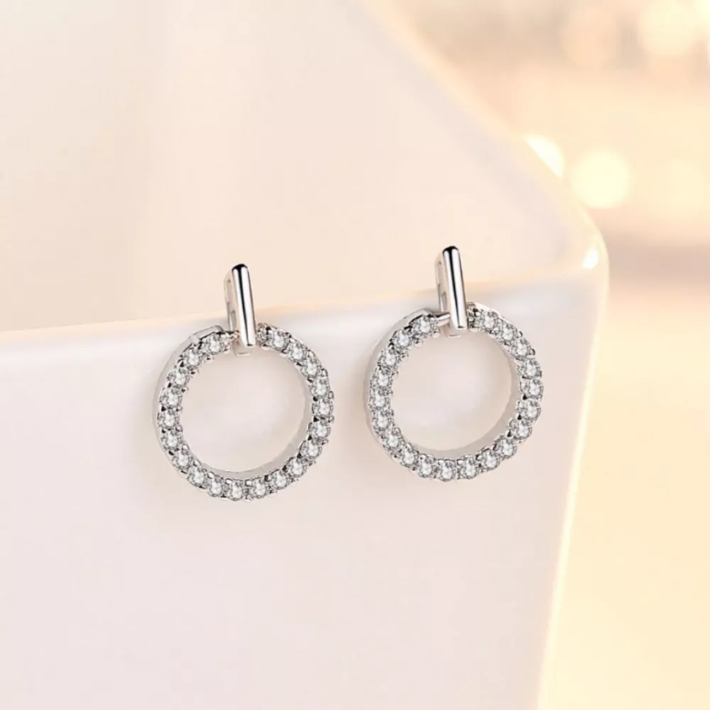 925 Sterling Silver Circle Stud Earrings, image 3