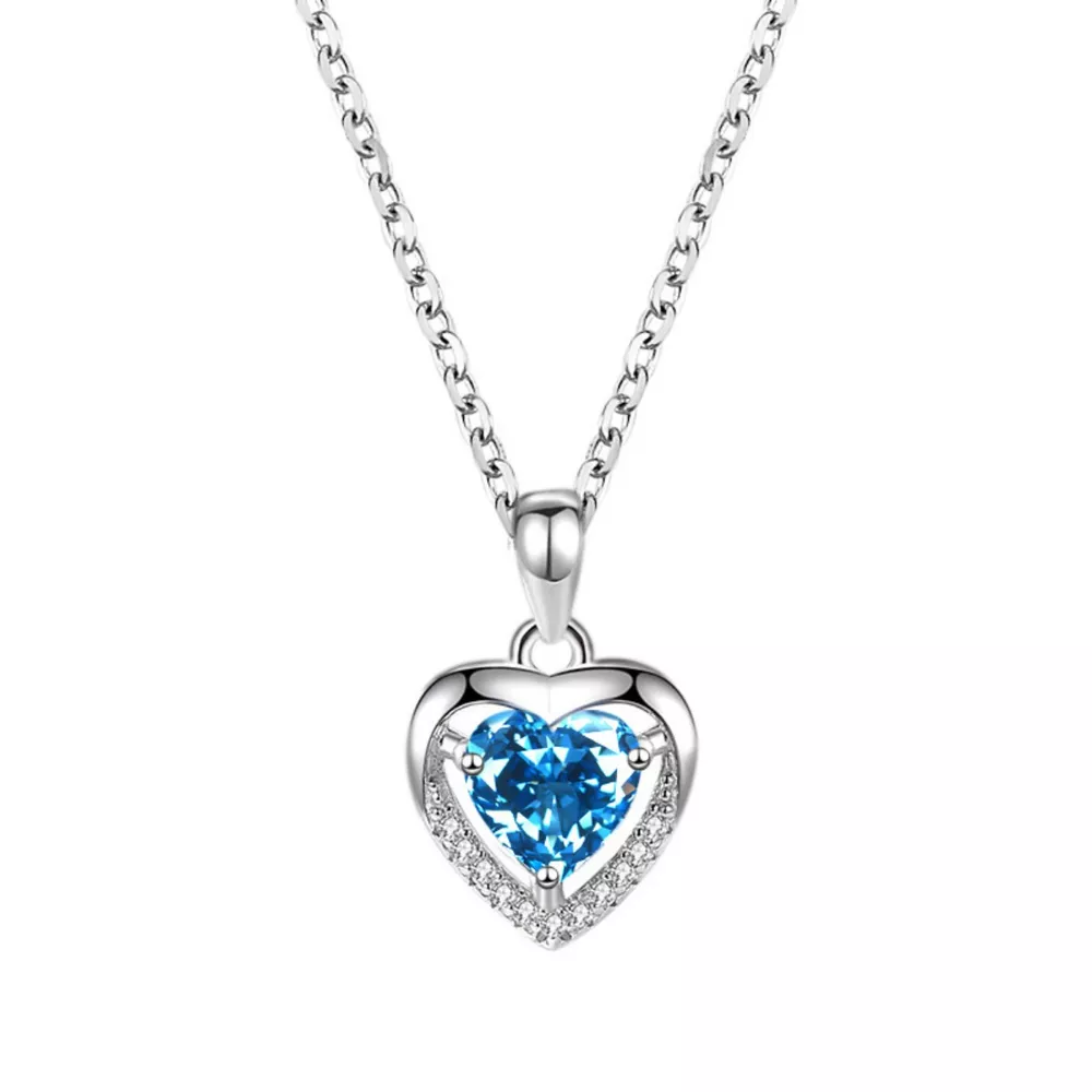 925 Sterling Silver Zircon Heart Necklace, image 4