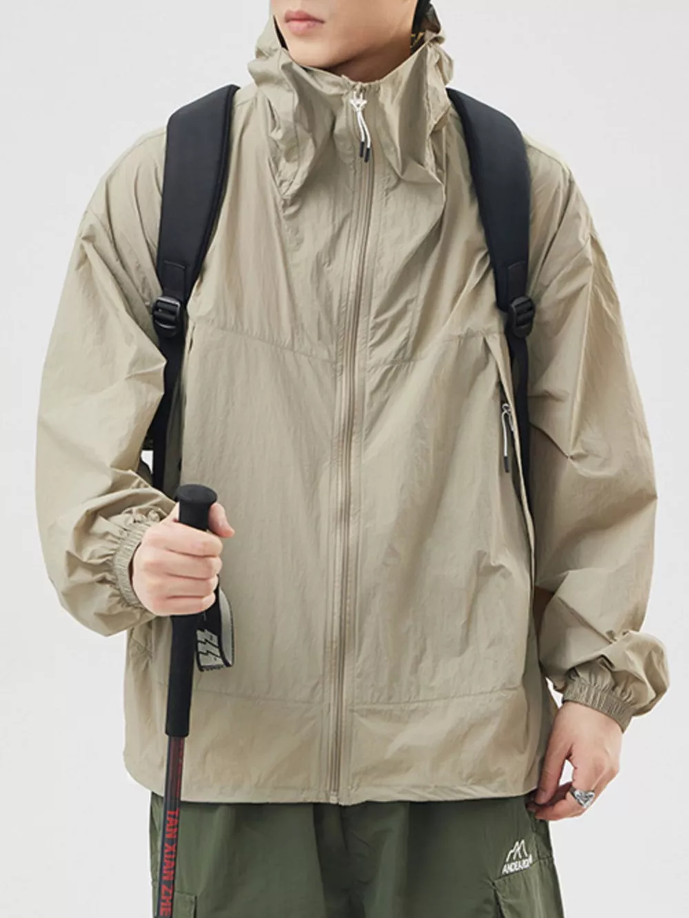 Men's Plus Size Lightweight Hooded Windbreaker Jacket, image 10