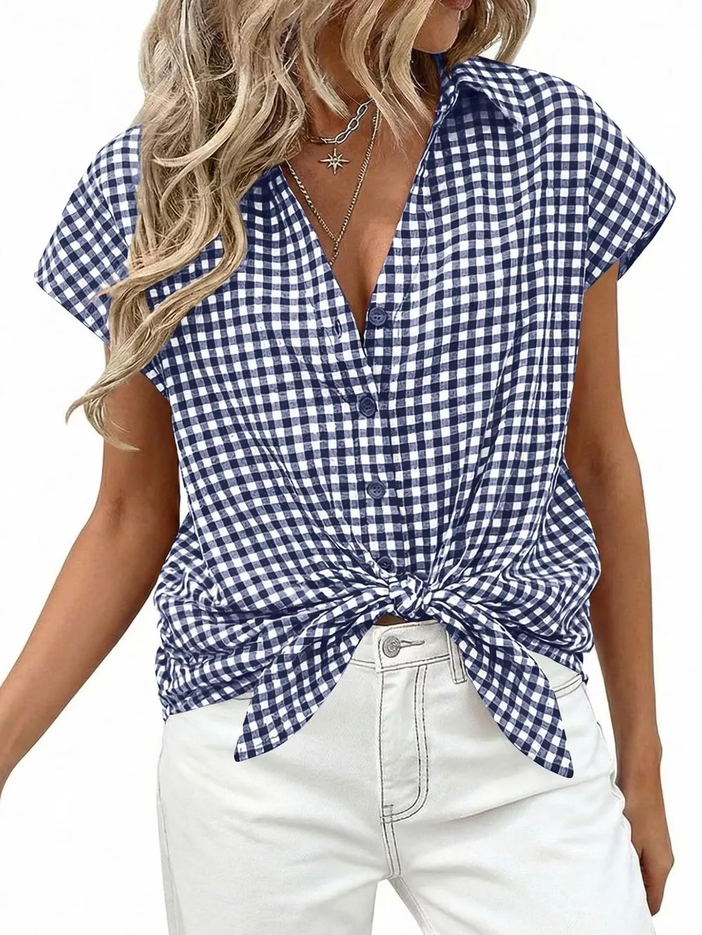 Gingham Print Button-Down Shirt, image 8