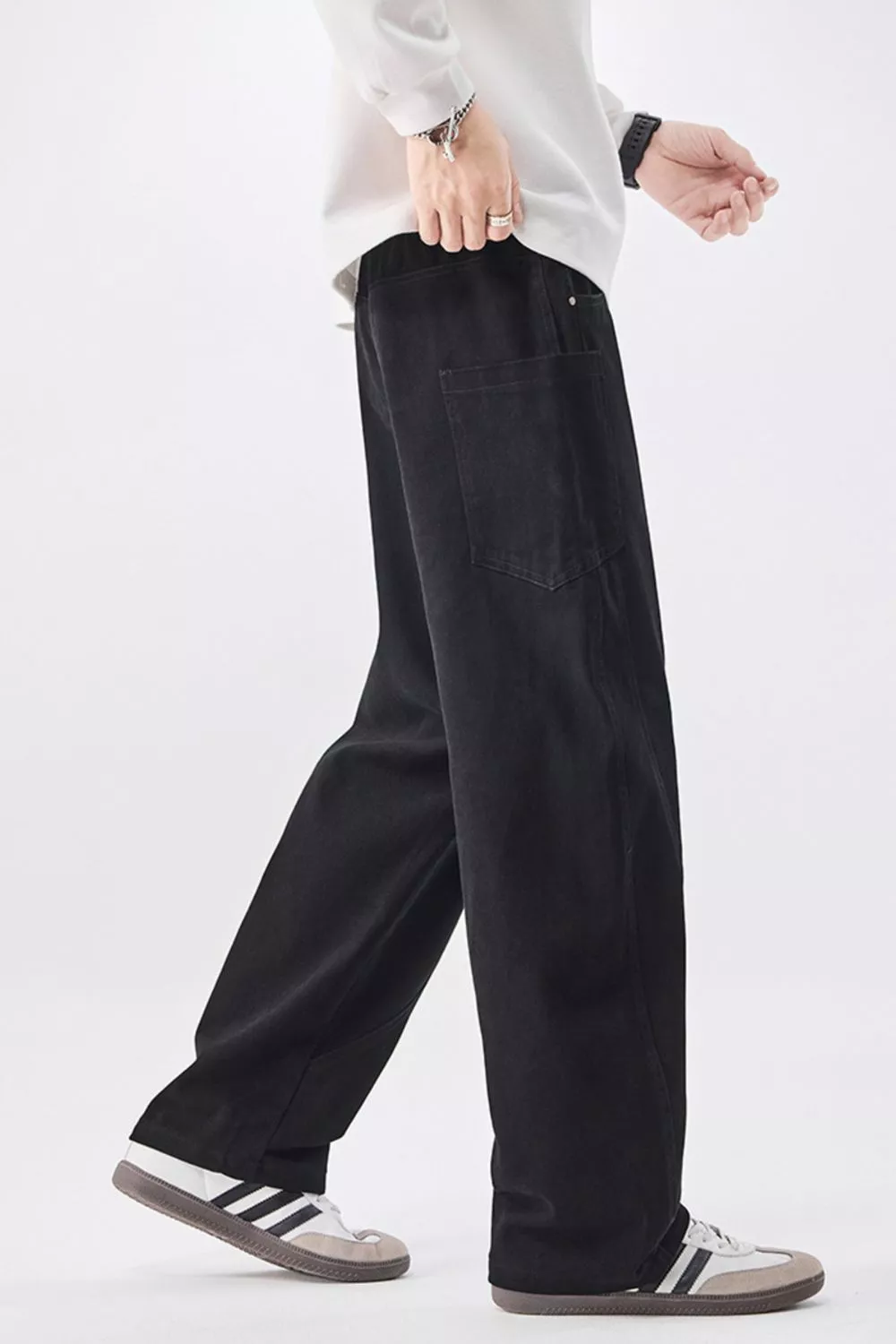 Men's Plus Size Loose Fit Drawstring Waist Jeans, image 7