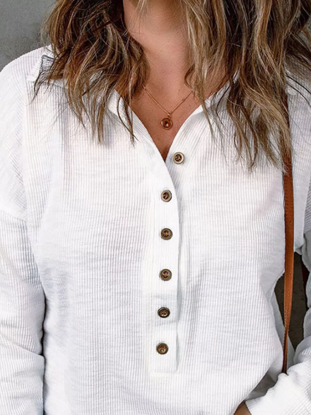 Full Size Button Detail Long Sleeve Top Plus Size, image 8