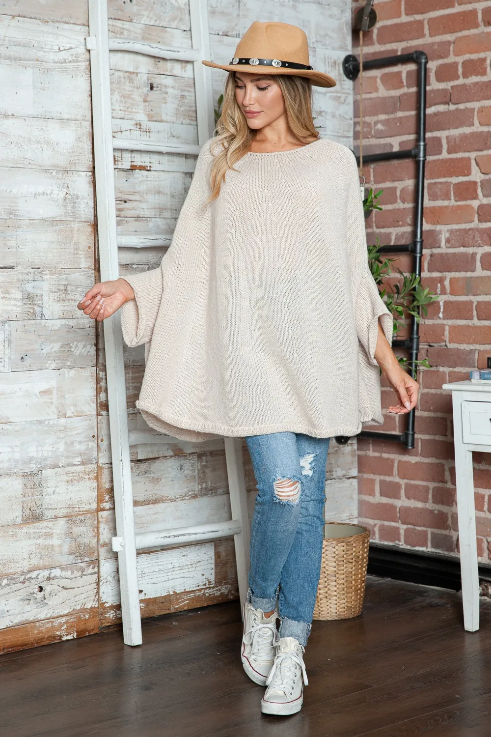 Round Neck Batwing Sleeve Sweater, image 20