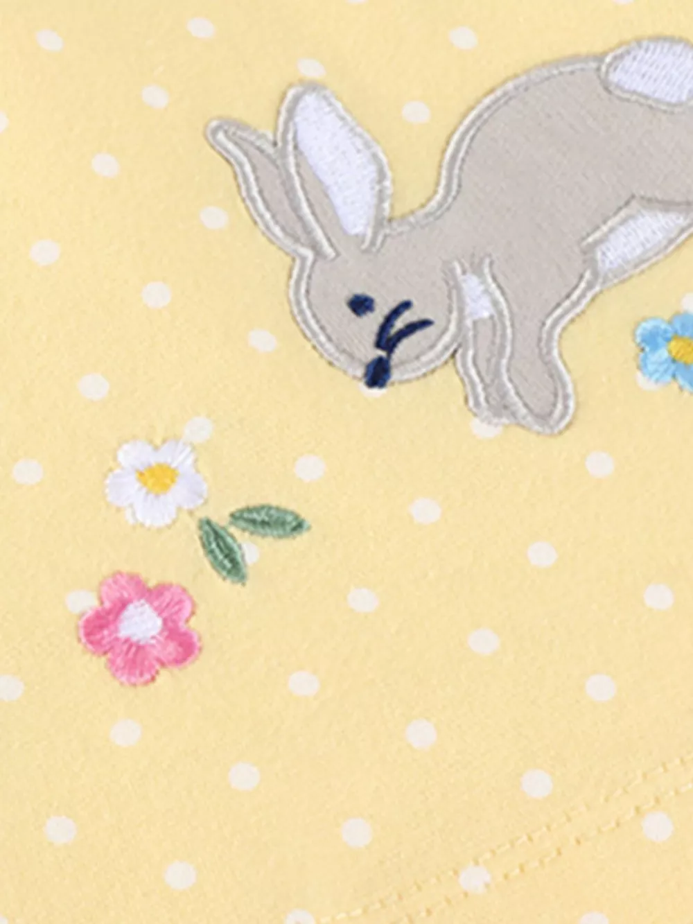 Children's Floral Bunny Embroidered Polka Dot Dress, image 2