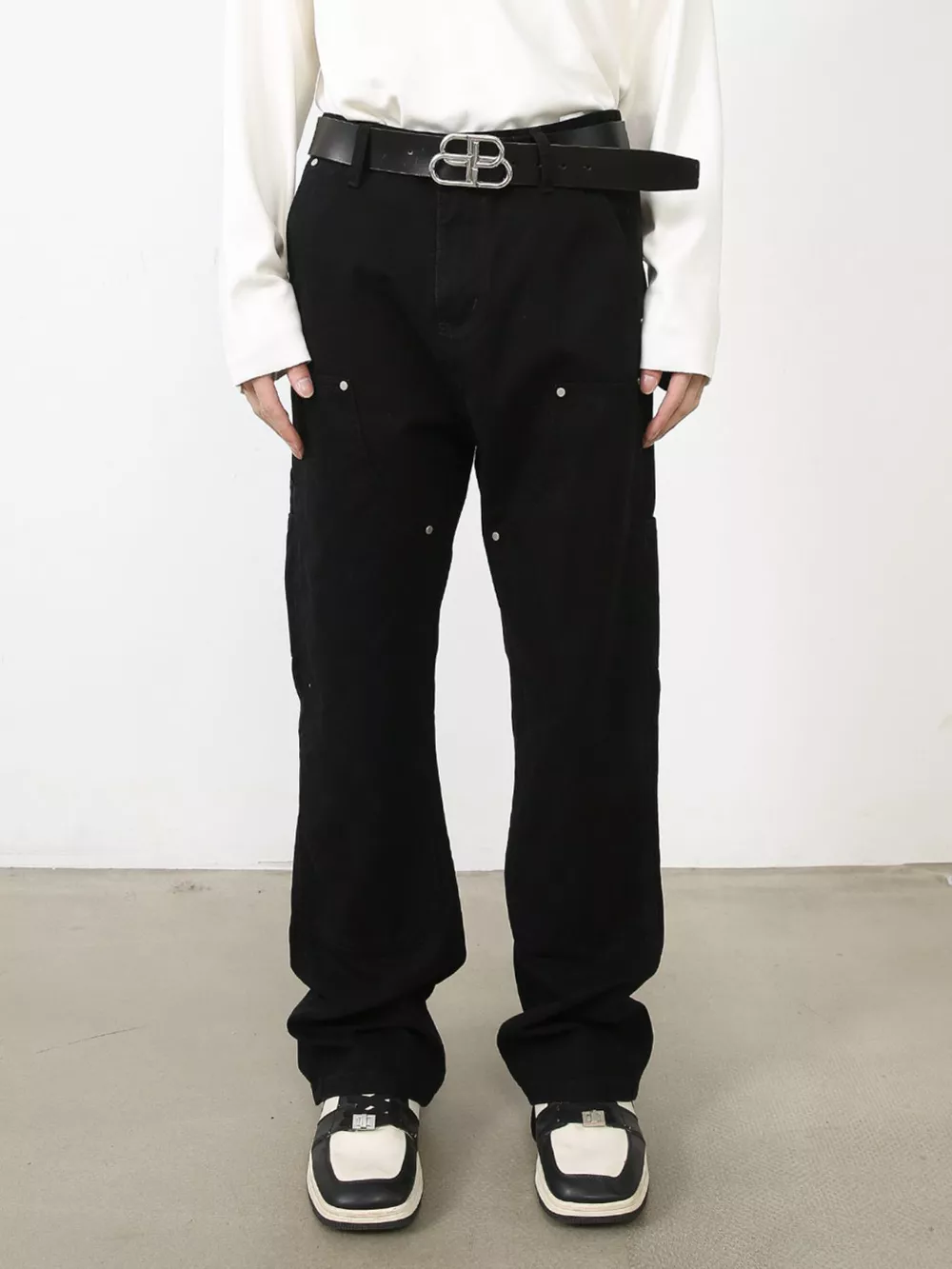 Men's Rivet-Detailed Straight-Leg Jeans, image 2