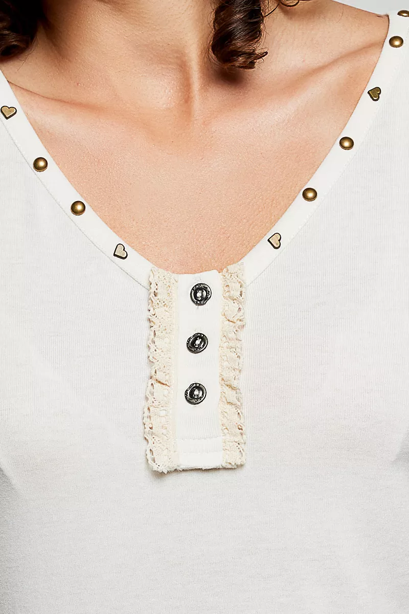 Studded Trim Button-Front Ruffle Detail Tank, image 8