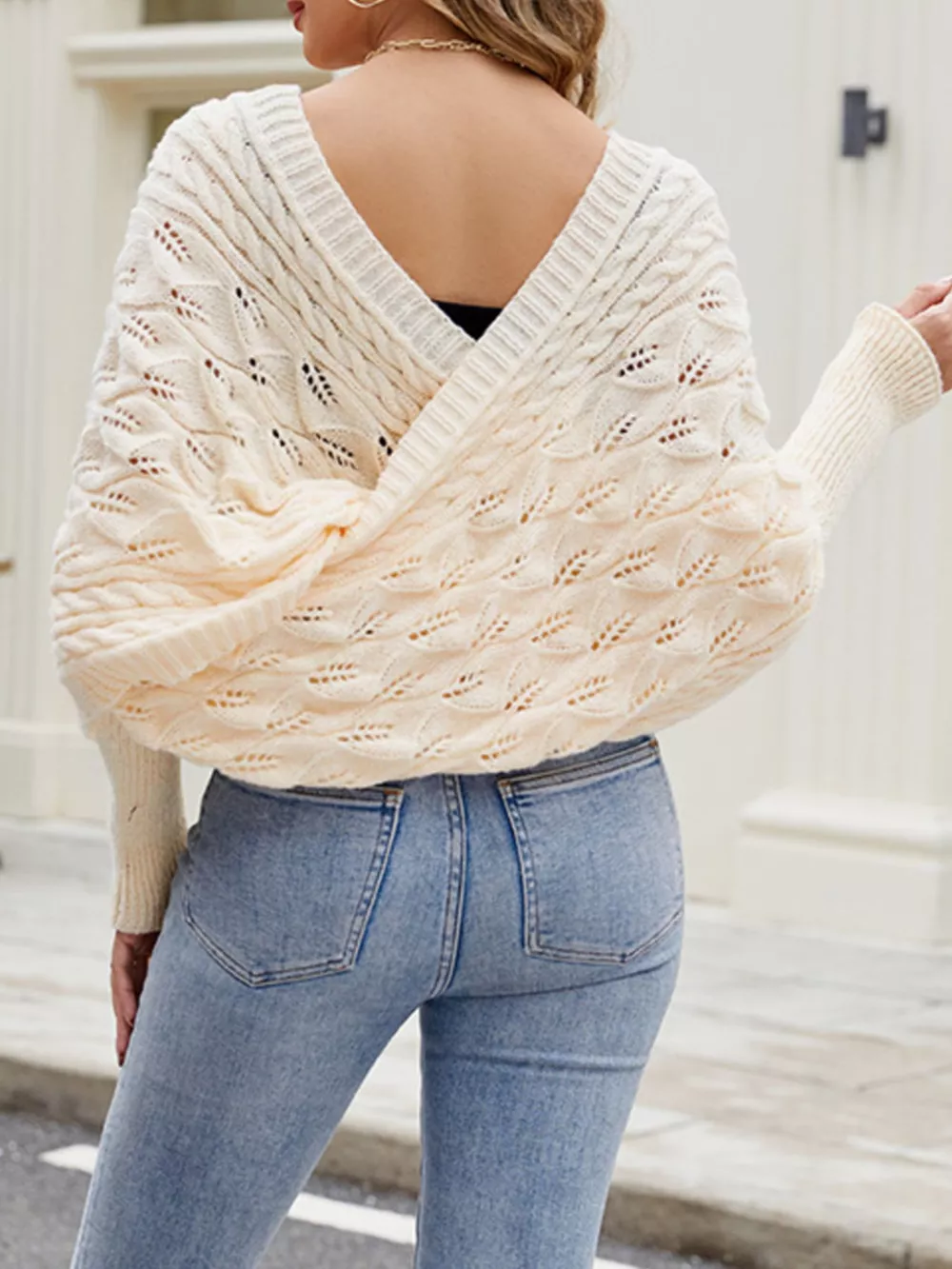 Cable Knit Batwing Sleeve Sweater, image 12