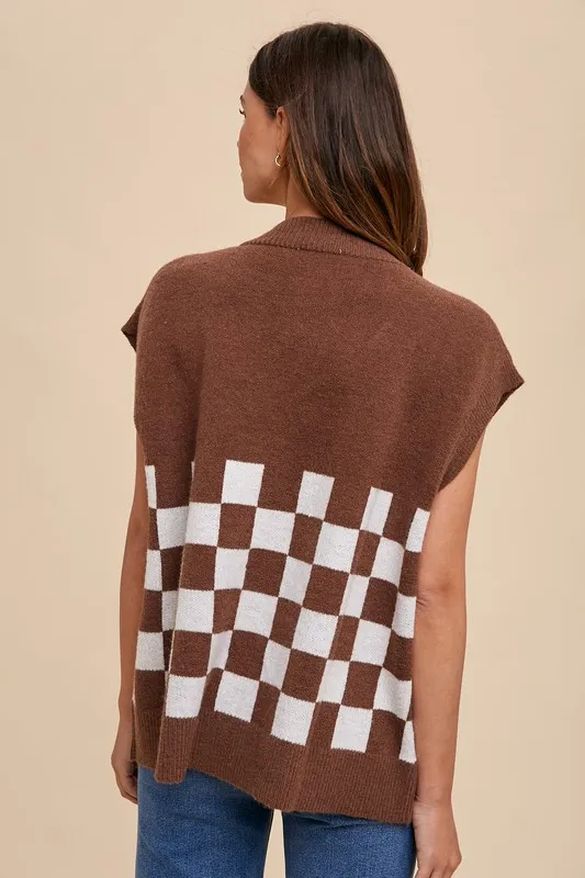 Checkered Button Down Short Sleeve Cardigan, image 3