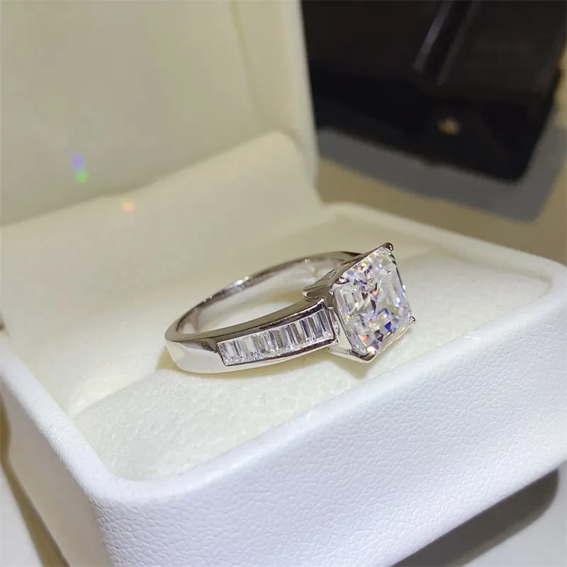 3 Carat Moissanite 925 Sterling Silver Square Shape Ring, image 4