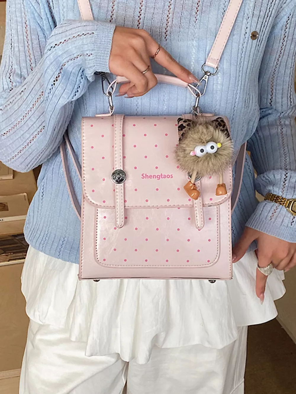 Polka Dot Backpack Bag, image 8