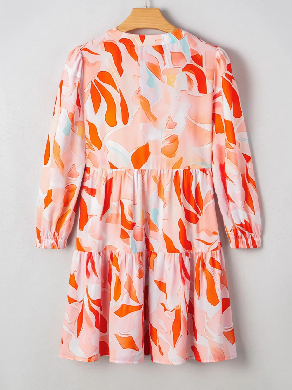 Printed Notched Long Sleeve Dress, image 3