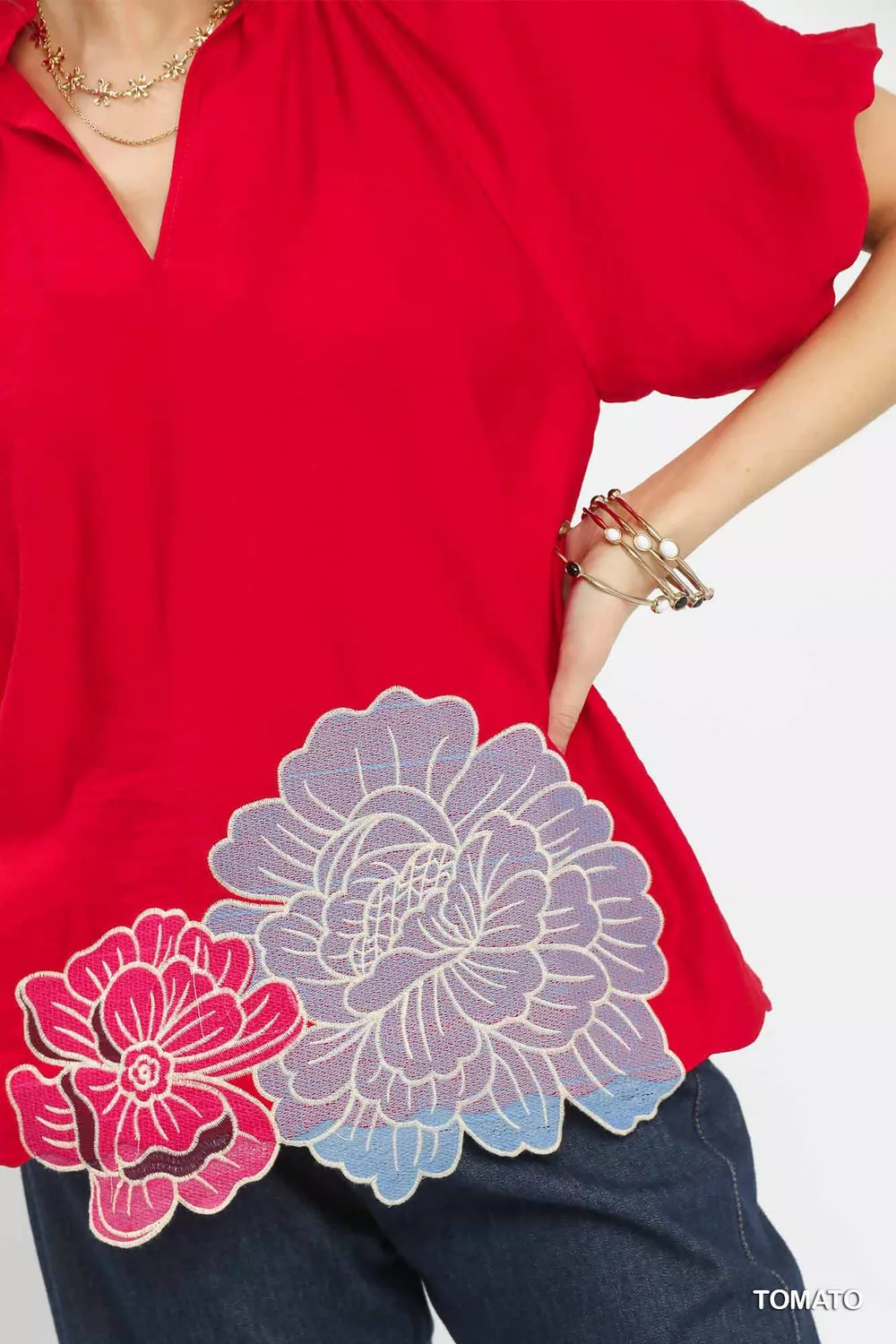 Floral Embroidered Hem Blouse, image 4