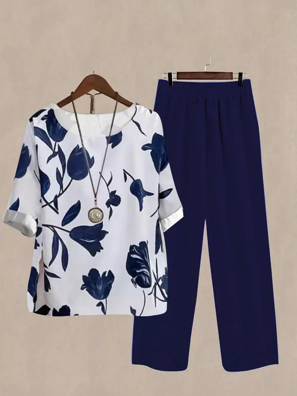Printed Half Sleeve Top and Pants Set, image 8