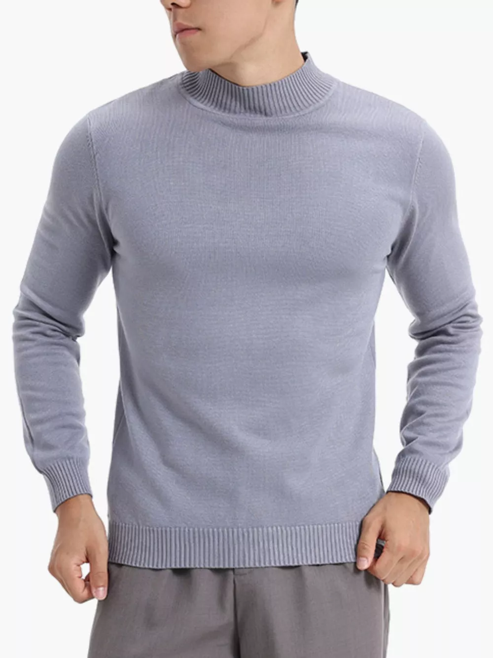 Men's Plus Size Mock Neck Slim Fit Knit Top, image 4