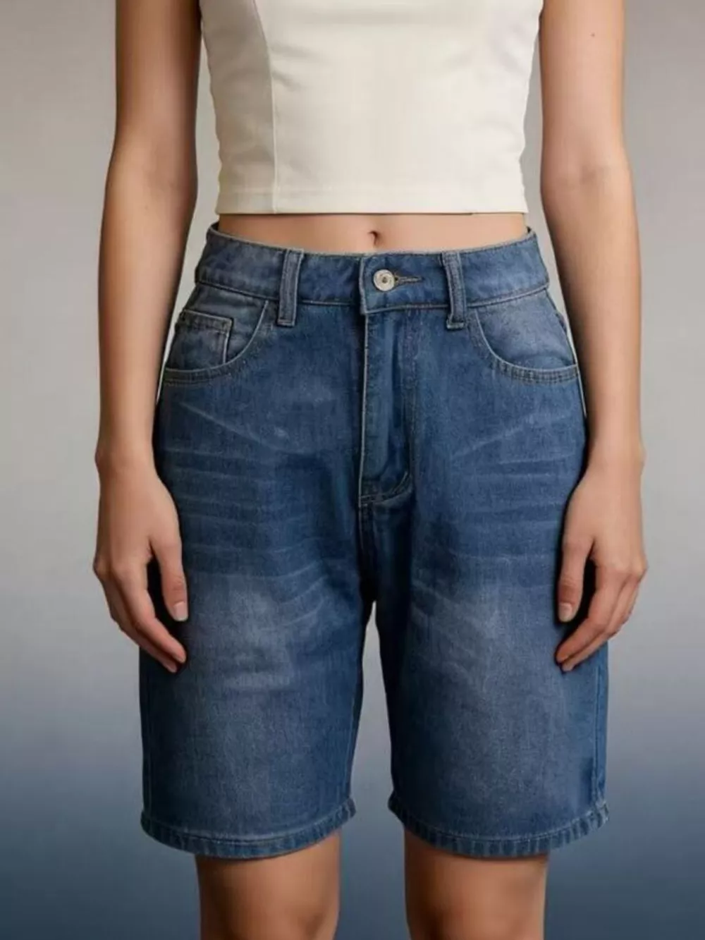 High Waist Denim Shorts, image 4