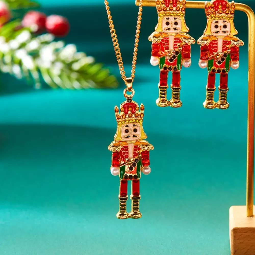 Christmas 18K Gold-Plated Nutcracker Pendant Necklace, image 4