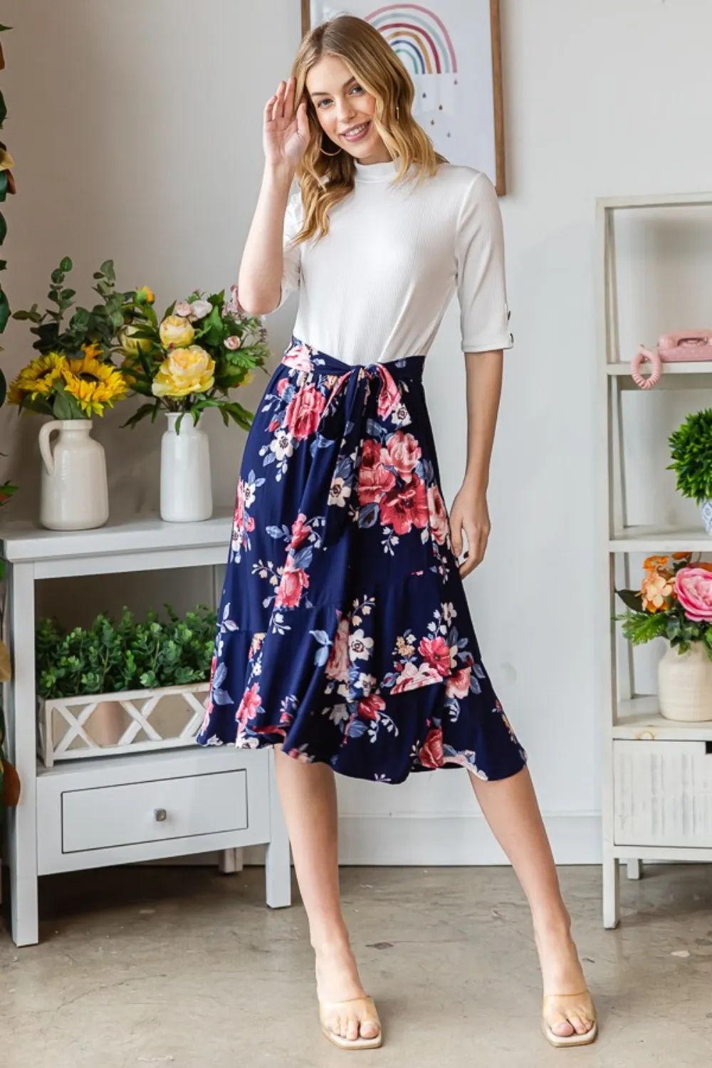 Floral Wrap Ruffled Dress