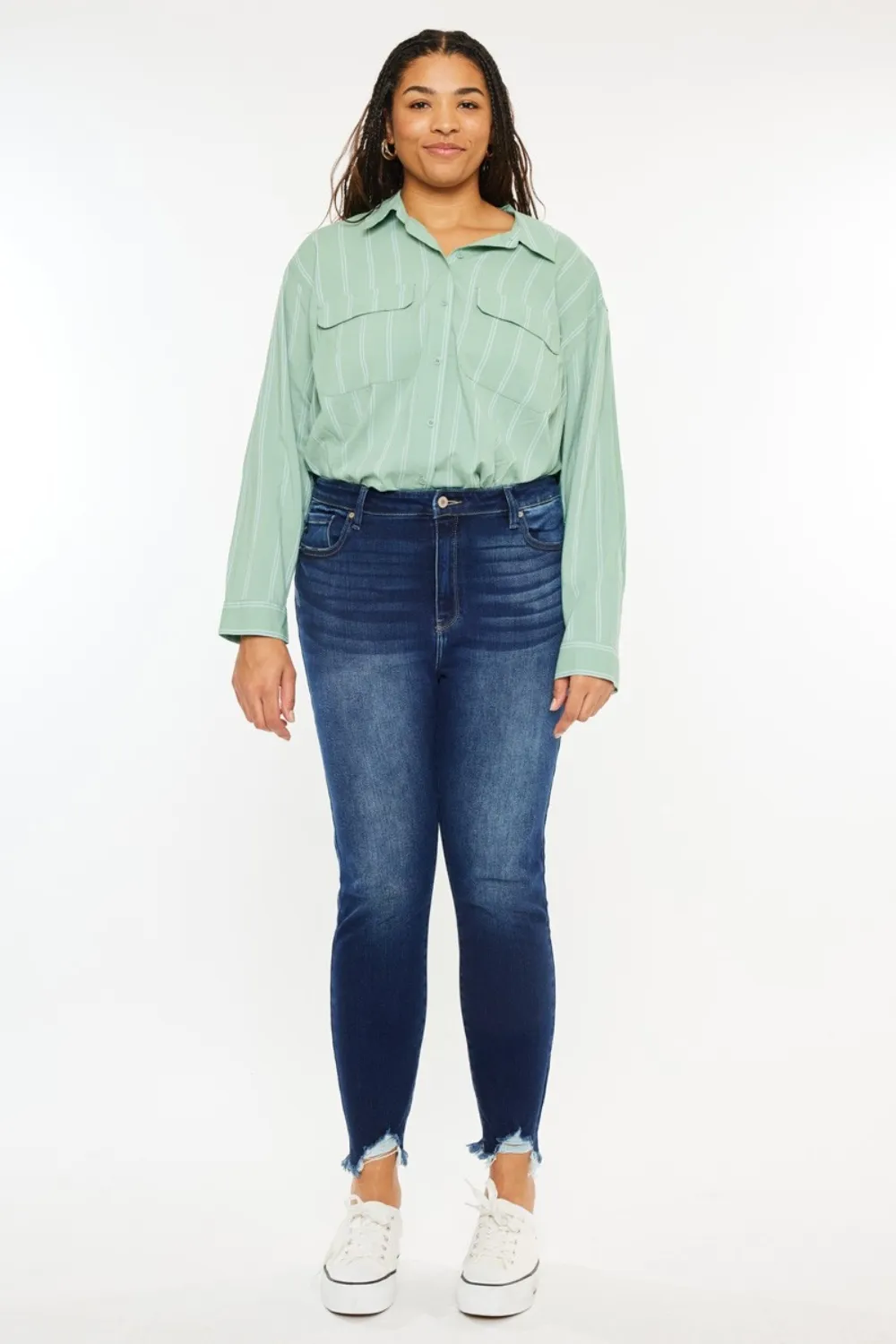 Full Size High Rise Frayed Ankle Skinny Jeans, image 7