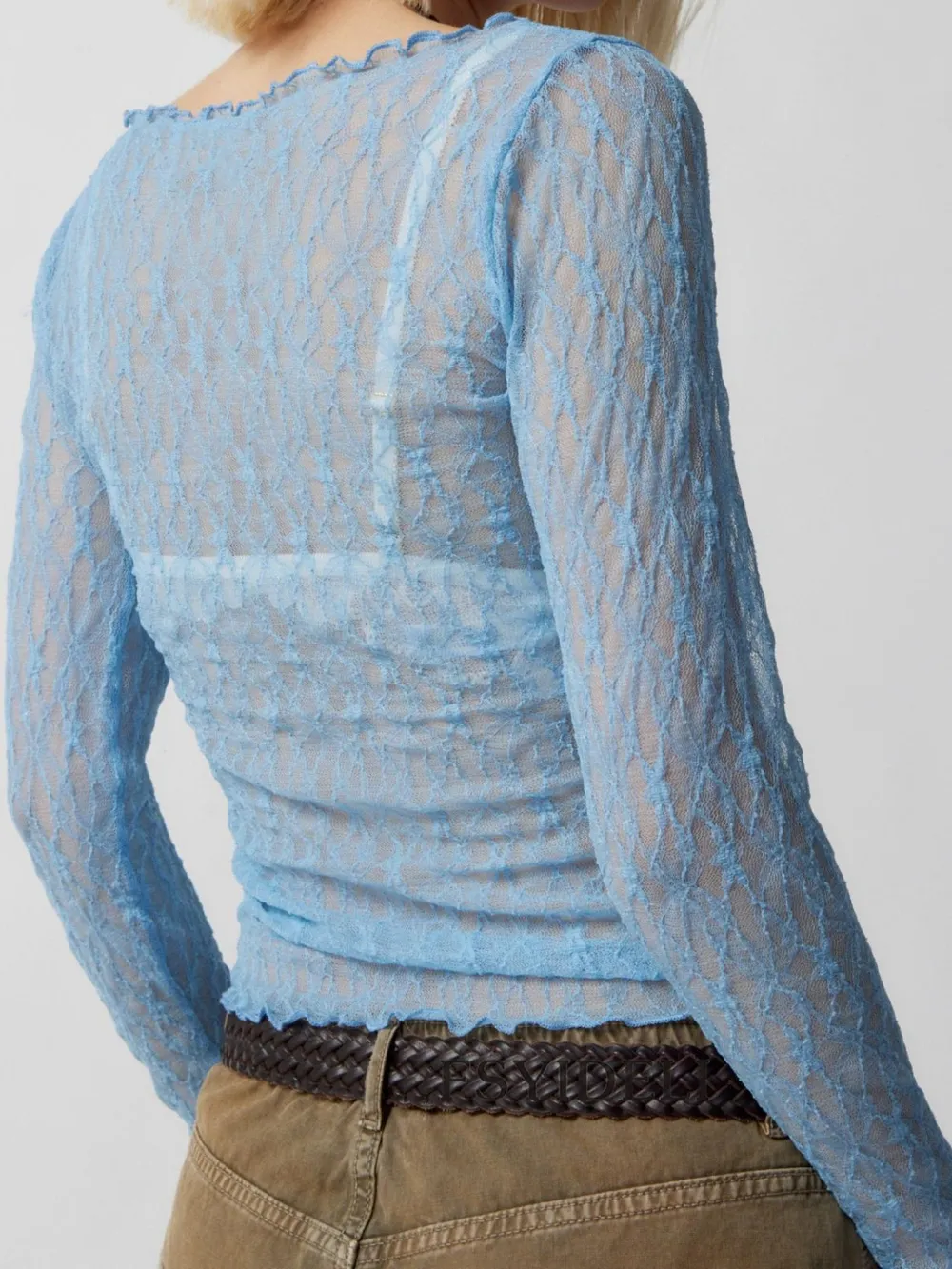 Lace Boat Neck Long Sleeve Blouse, image 12