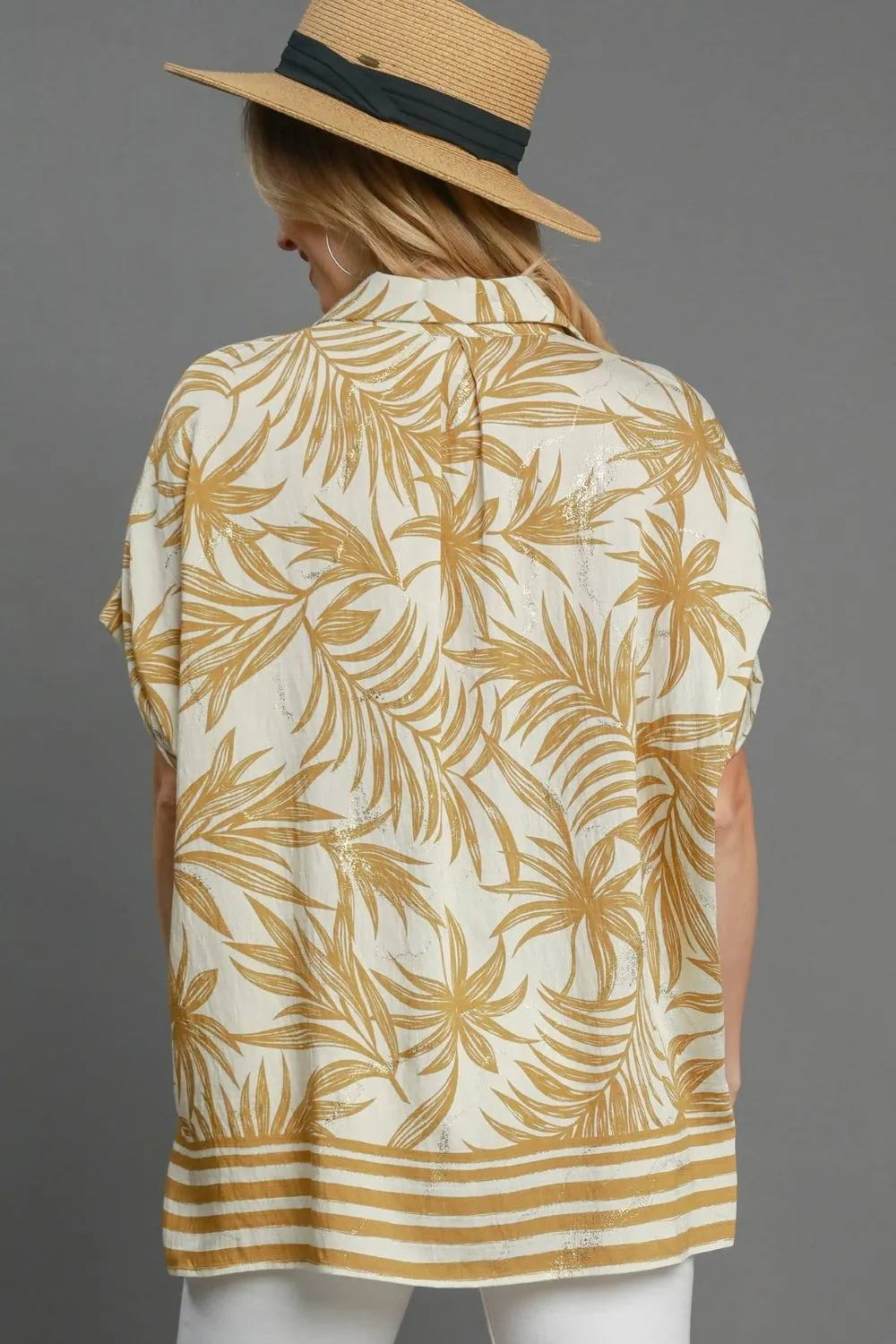Full Size Tropical Print Button Down Shirt Plus Size, image 2