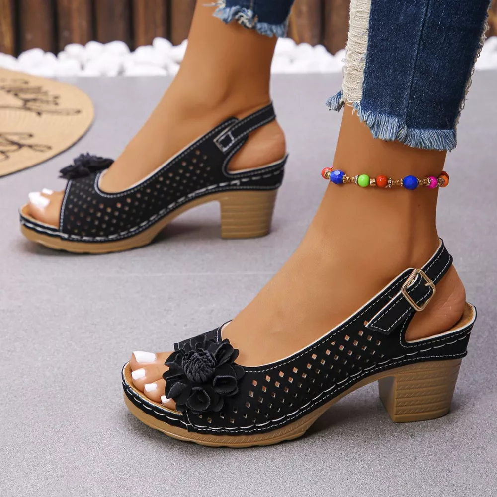 Floral Accent Block Heel Sandals, image 11