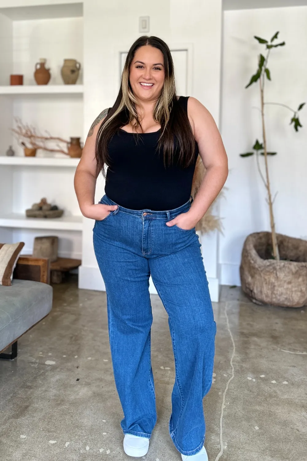 Full Size High Rise Straight Jeans, image 2