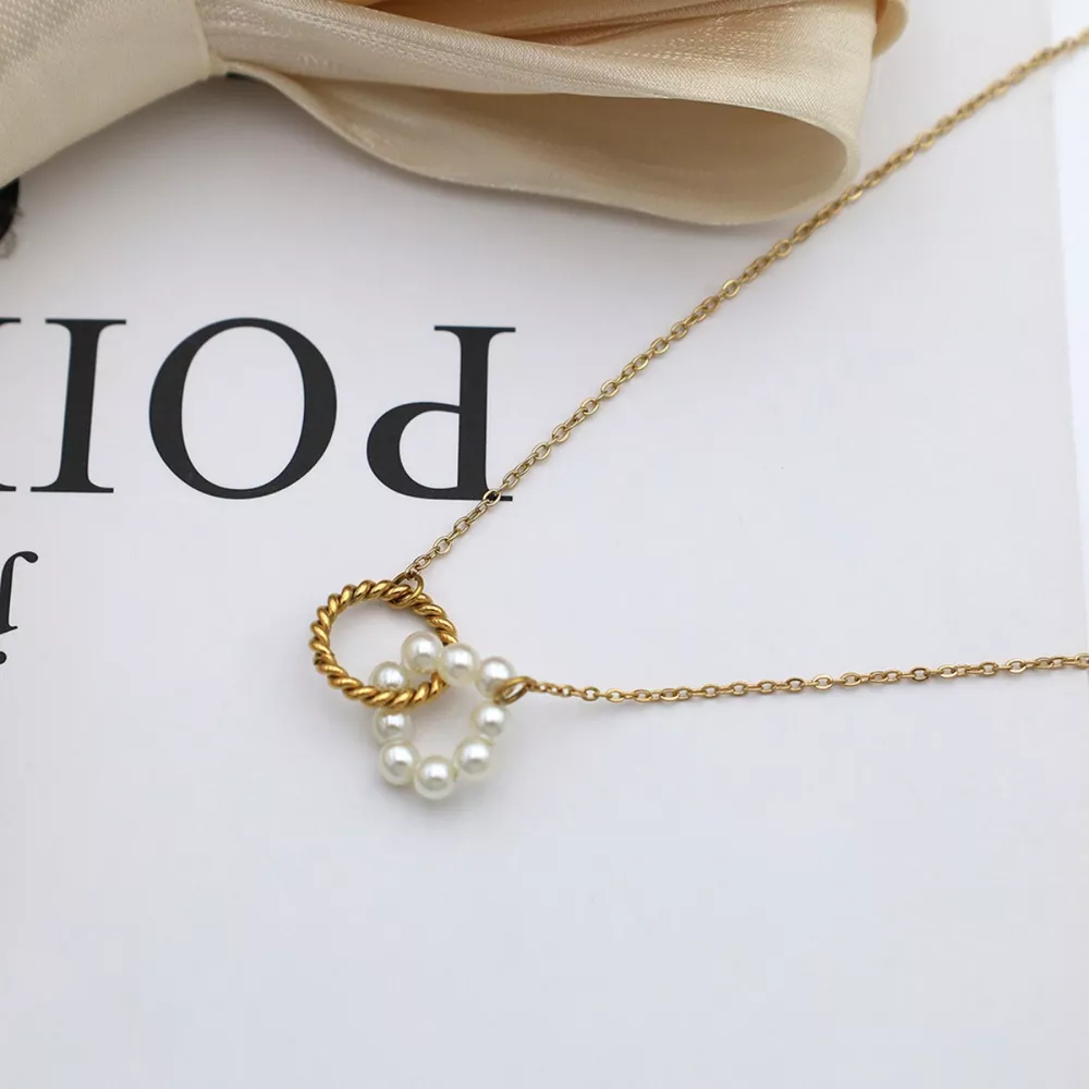18K Gold-Plated Pearl Twisted Pendant Necklace, image 8