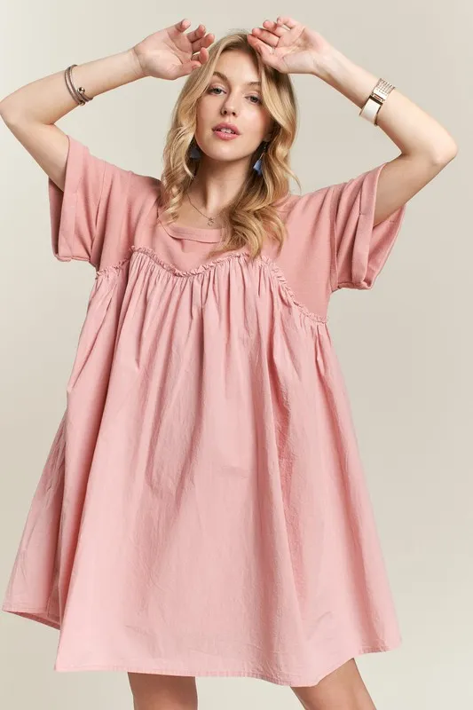Round Neck Half Sleeve Babydoll Dress, image 5