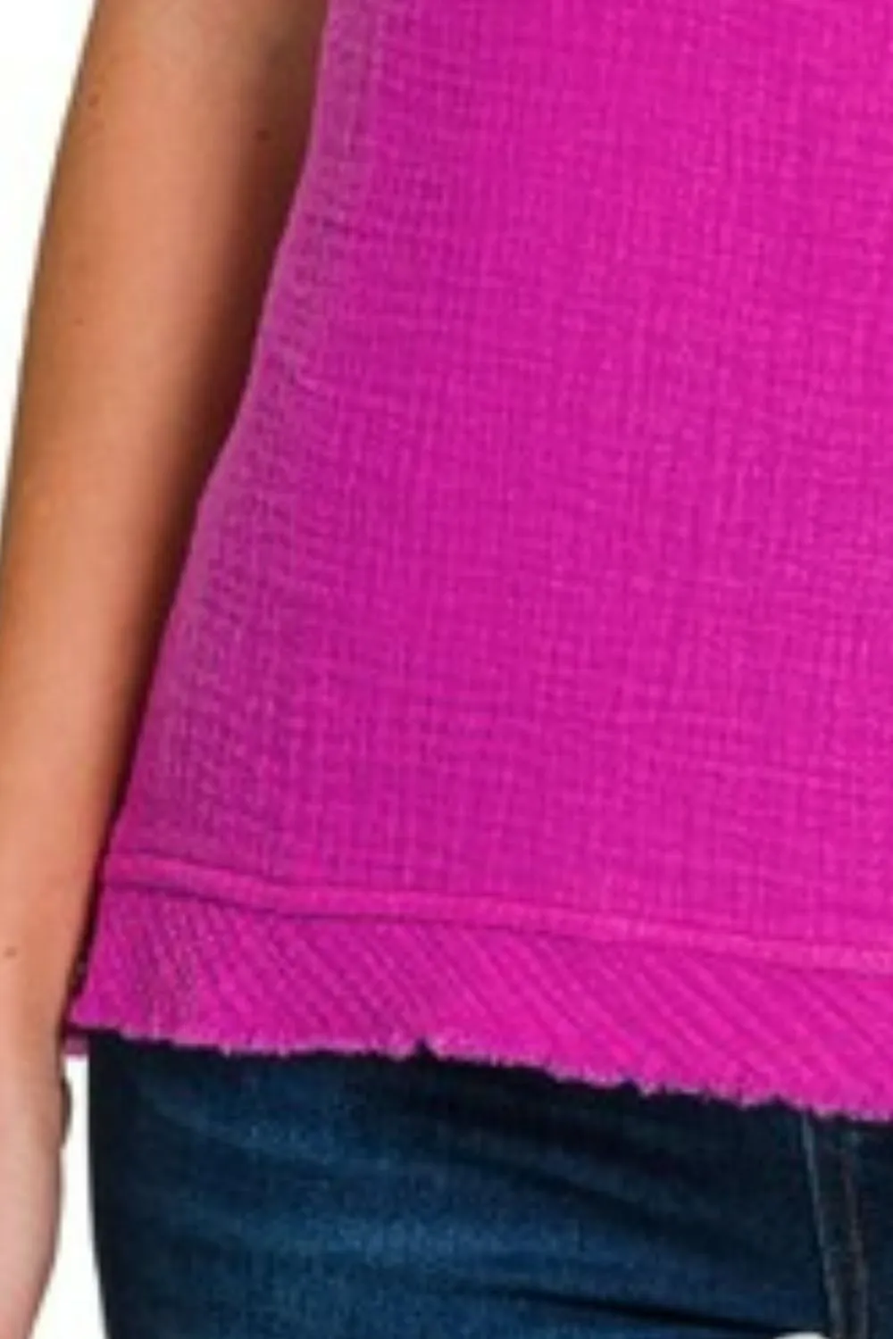 Double Gauze Raw Edge V-Neck Tank, image 2
