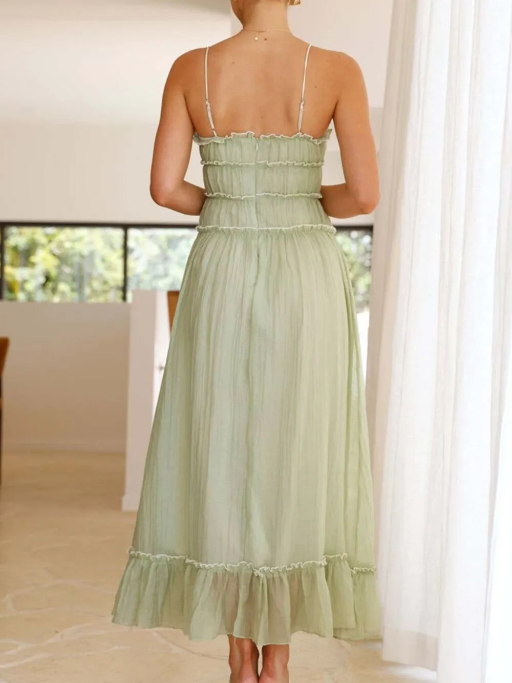 Frill Ruffled Hem Midi Cami Dress, image 17