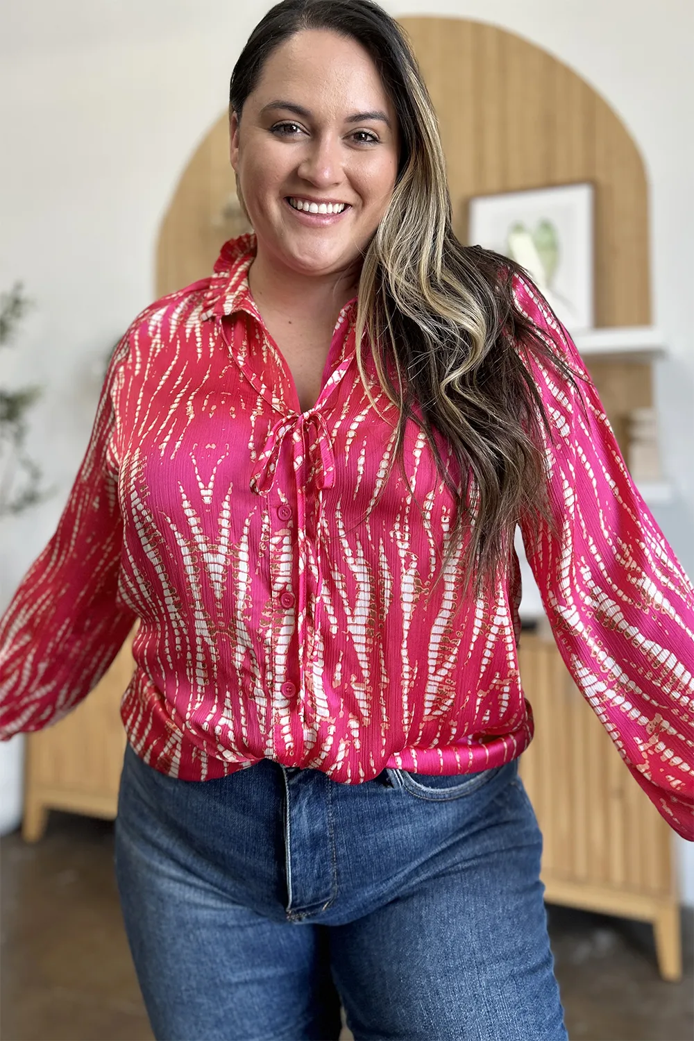 Full Size Printed Button Up Long Sleeve Shirt, image 9