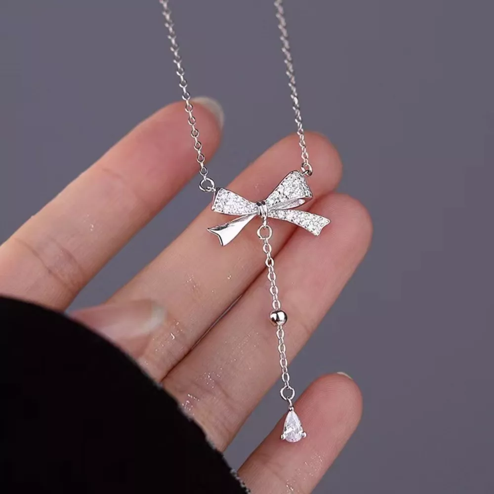 925 Sterling Silver Bow Pendant Necklace, image 4