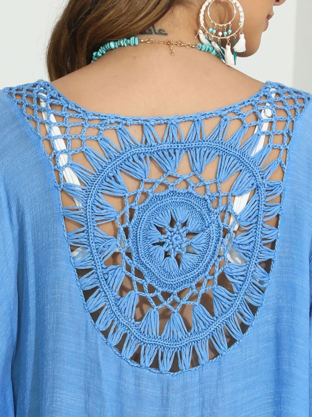 Tassel Crochet Round Neck Cover-Up, image 11