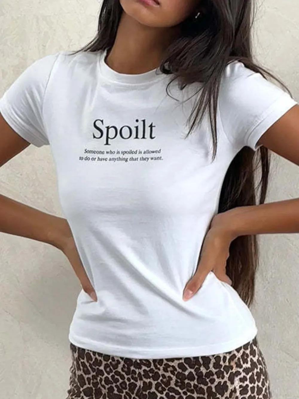 Letter Round Neck Short Sleeve T-Shirt, image 10