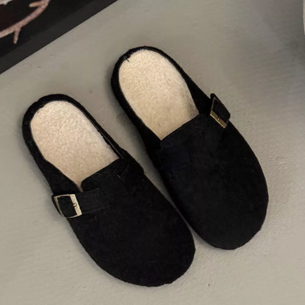 Buckle Decor Round Toe Slippers, image 3