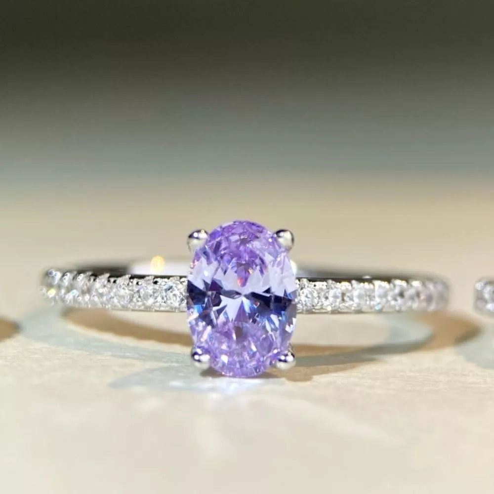 925 Sterling Silver Zircon Oval Ring, image 3