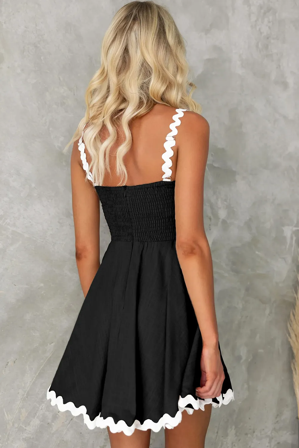 Contrast Trim Square Neck Mini Dress, image 6