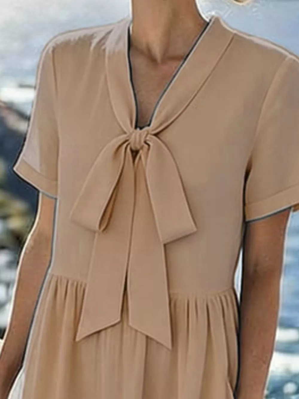 Bow-Tie Short Sleeve Midi Dress, image 8