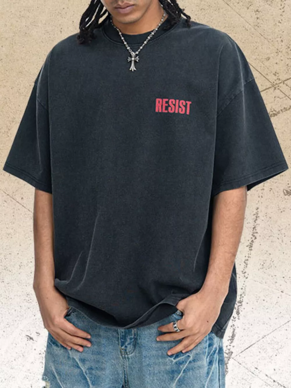 Men's Vintage Graphic Back Round Neck T-Shirt, image 2