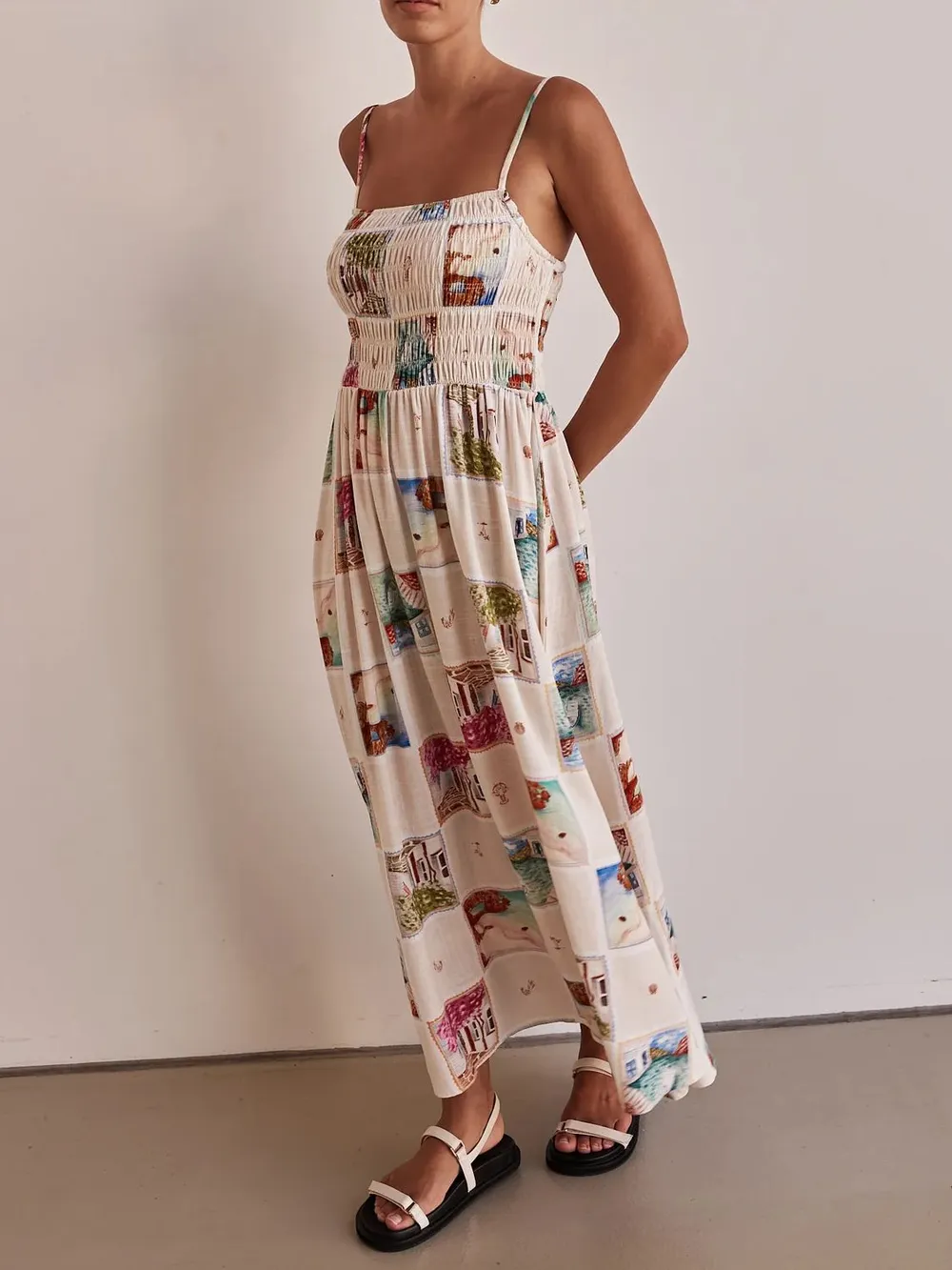 Smocked Square Neck Cami Dress, image 5