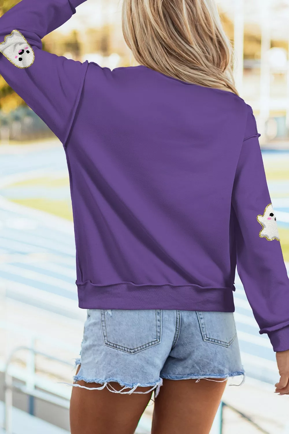 Halloween Ghost Mock Neck Tunic Sweatshirt, image 3