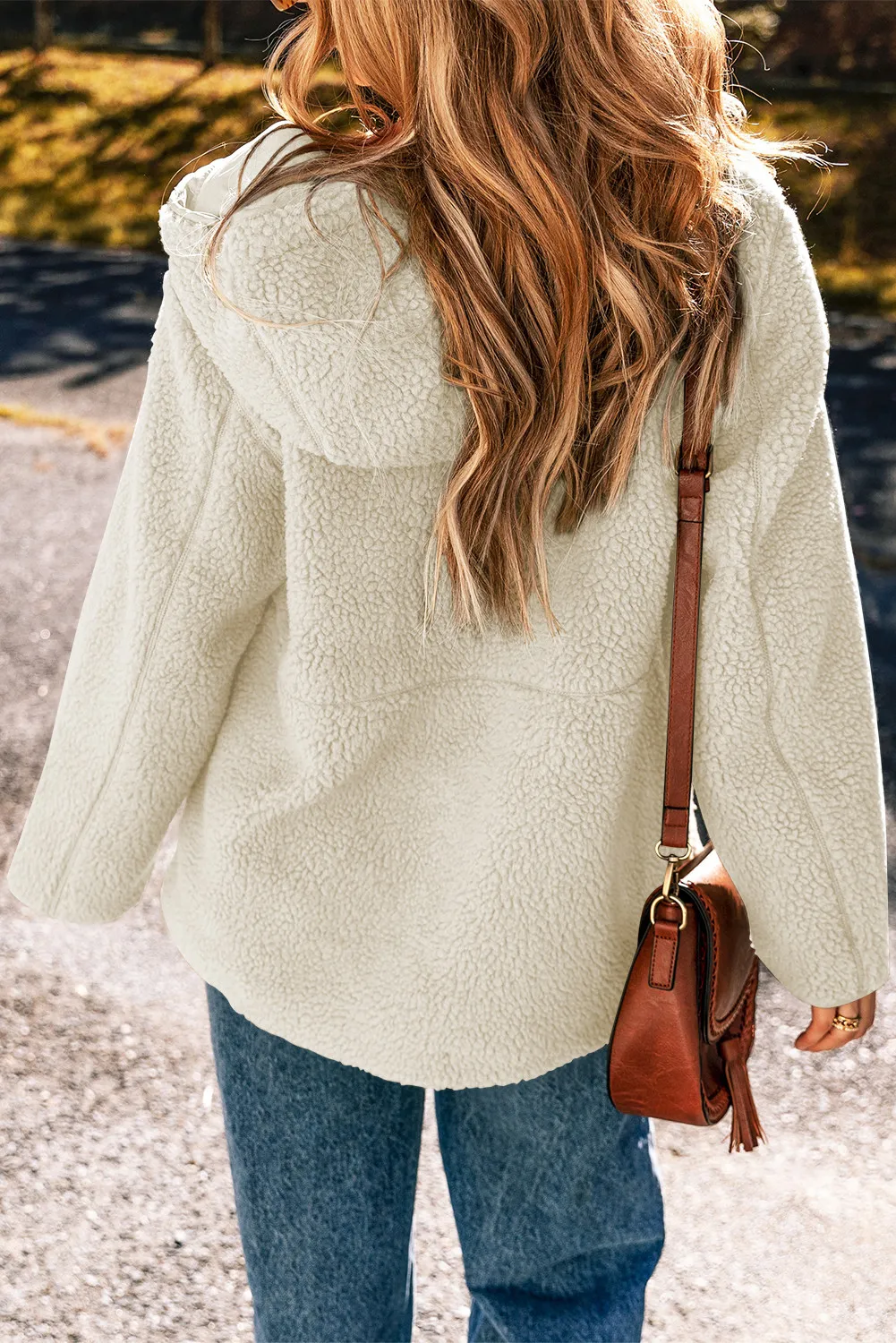 Drawstring Zip Up Long Sleeve Hooded Jacket, image 4