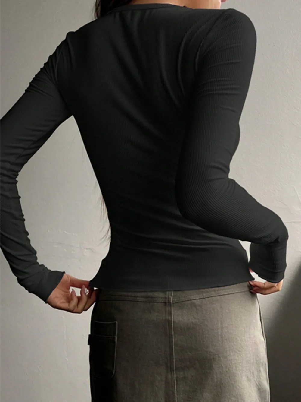 Half Button Long Sleeve T-Shirt, image 2