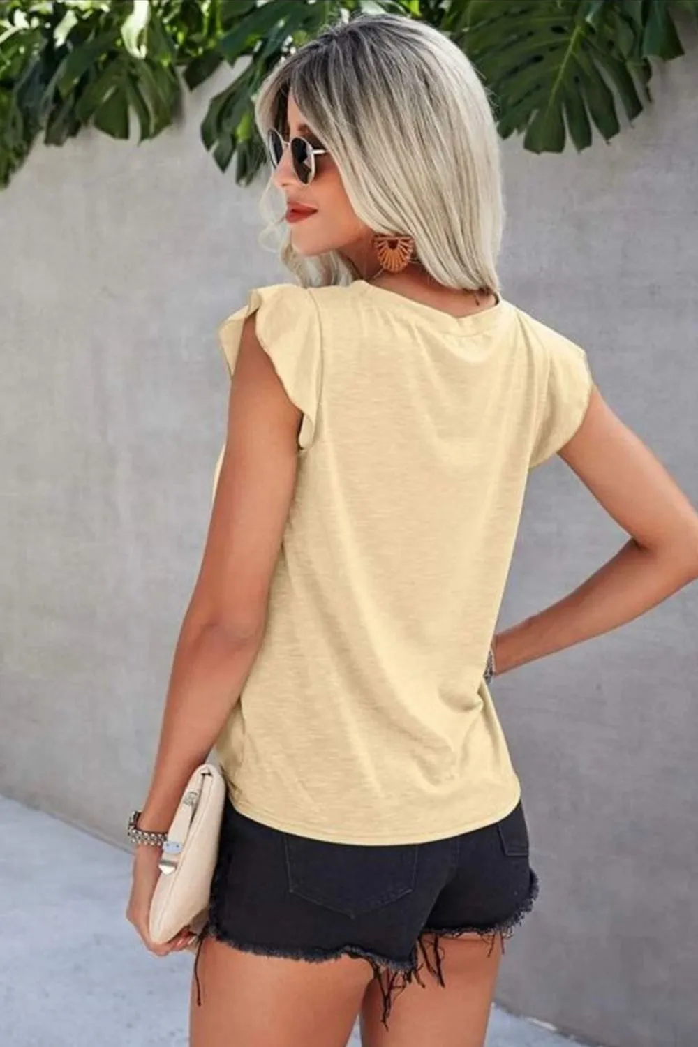 Ruffled Round Neck Cap Sleeve T-Shirt, image 12