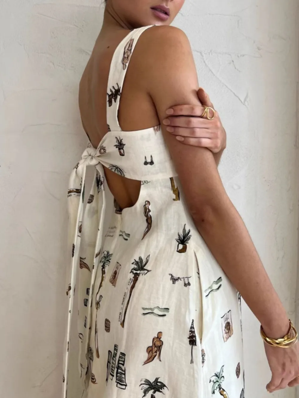 Printed Square Neck Maxi Cami Dress with Pocket, image 3