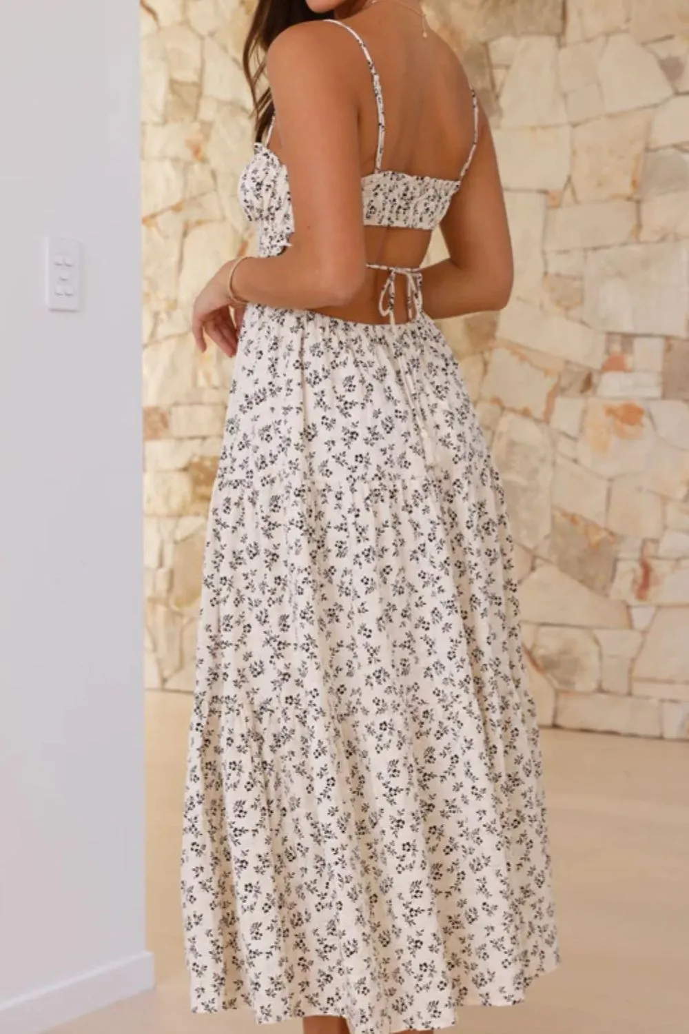 Cutout Printed Sleeveless Midi Cami Dress, image 13