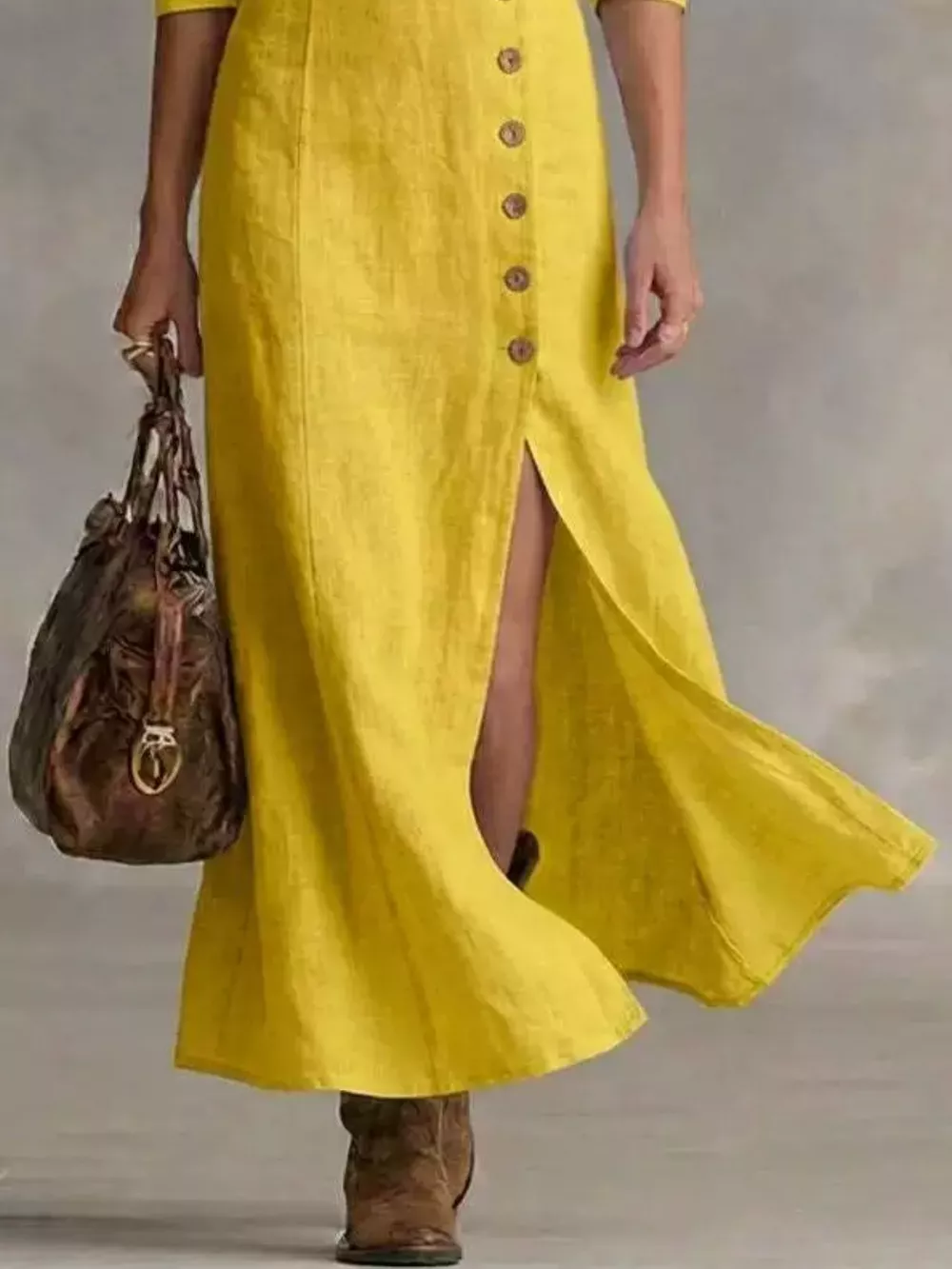 Slit Button-Down Midi Dress, image 10