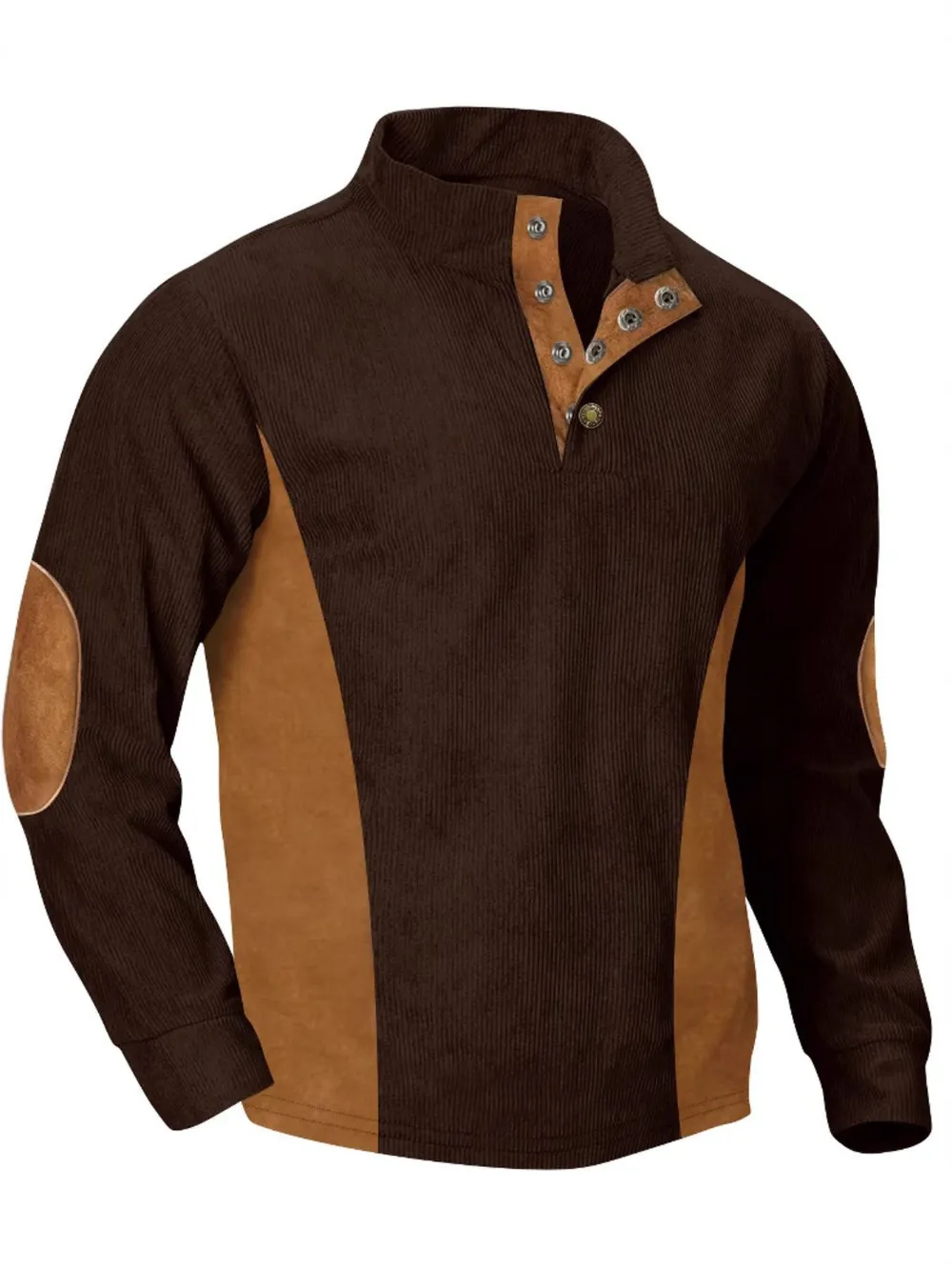 Men's Full Size Contrast Quarter Snap Long Sleeve Top Plus Size, image 6