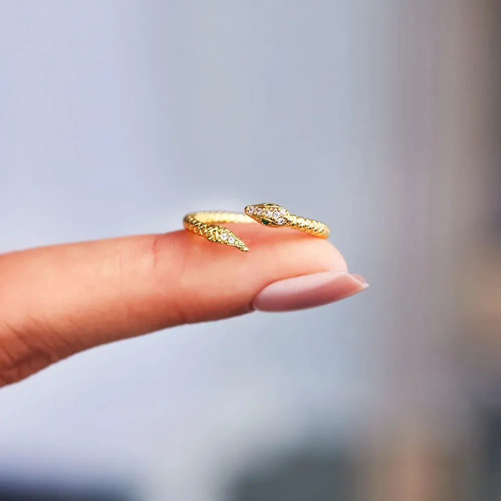 Snake Shape 18K Gold-Plated Bypass Ring, image 4