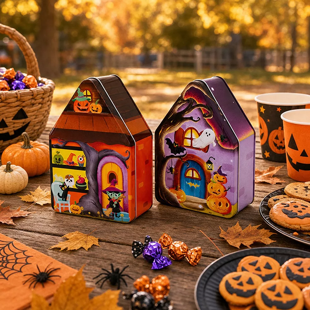 Halloween House Shaped Metal Candy Storage Box, image 4